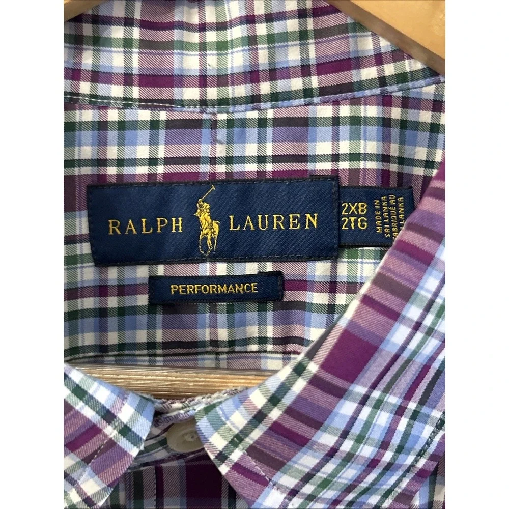 Mens Ralph Lauren Big & Tall Performance L/S Button Down Shirt Sz 2XB Nylon Blen